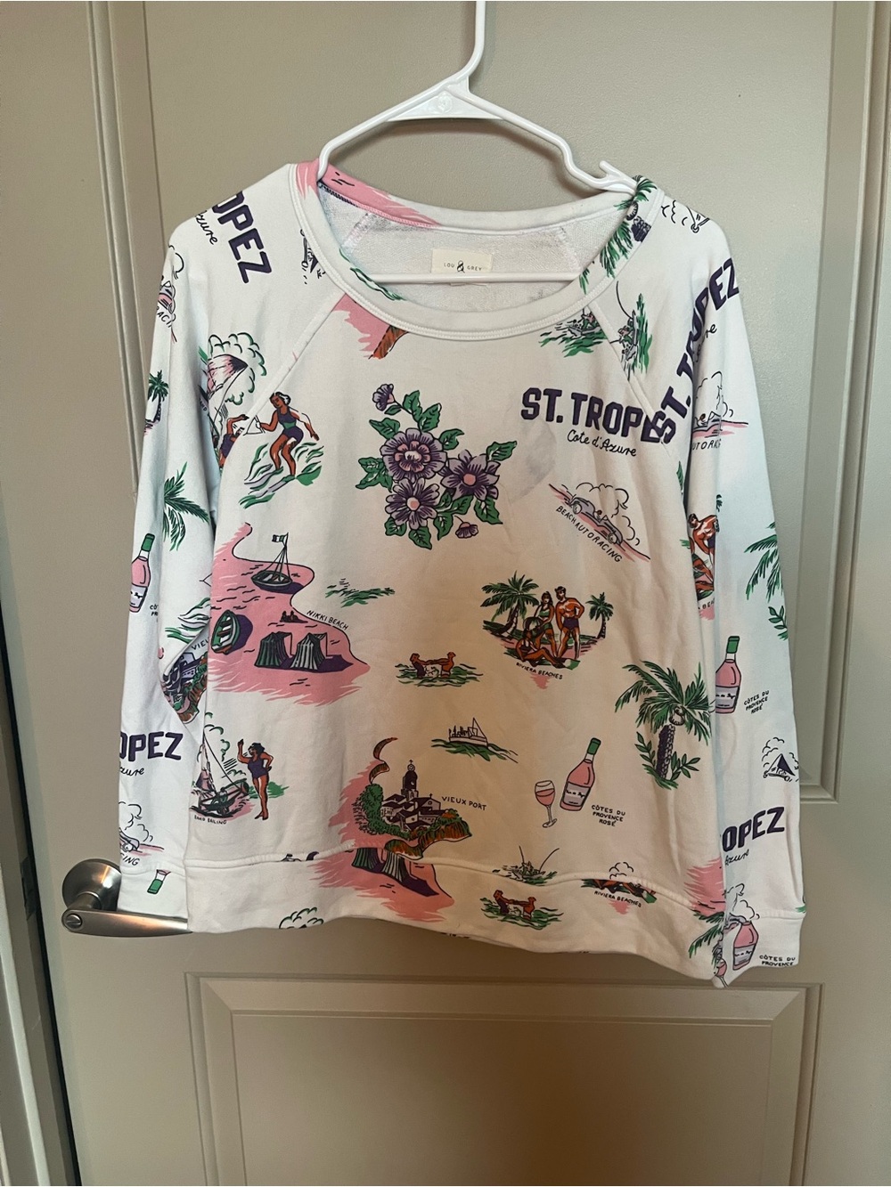 LOFT Lou &Grey St. Tropez all-over graphic super soft sweatshirt